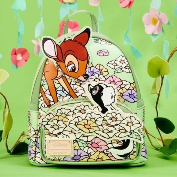 LOUNGEFLY DISNEY BAMBI & FLOWER Springtime MINI BACKPACK! Cute Animals